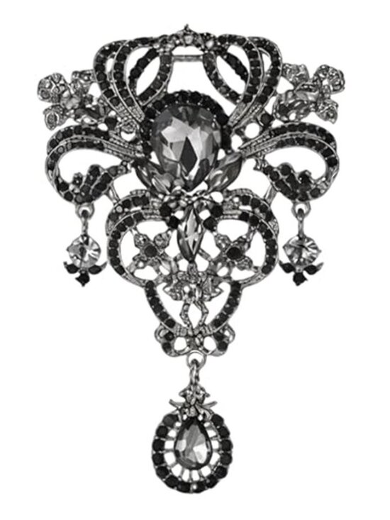 Jewelry - Black Brooch for Women Vintage Austrian Crystal Brooch Pin Elegant Floral